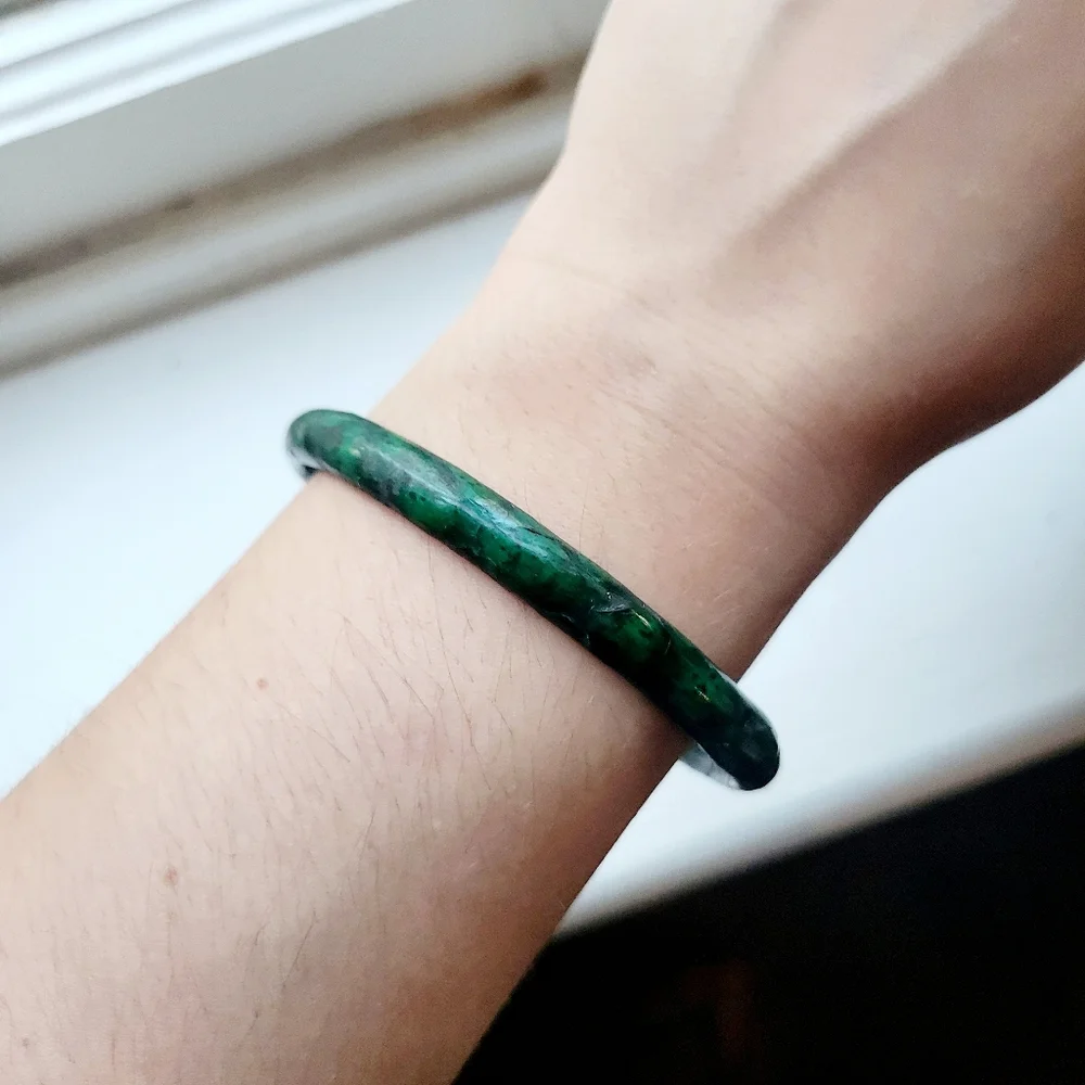Vintage Classic Deep Green Tortoise Shell Bangle Bracelet
